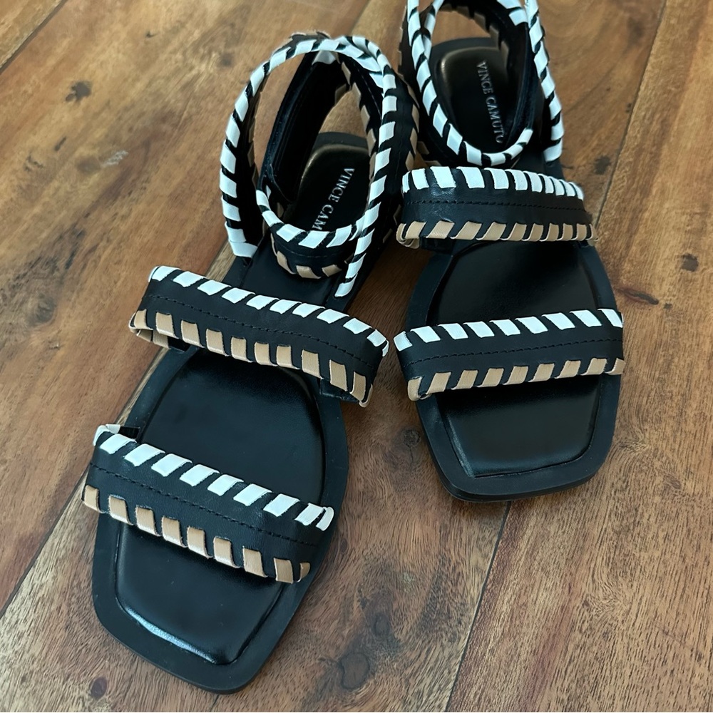 ☀️ New! VINCE CAMUTO Bipendra Whipstitch Ankle Wrap Leather Sandal